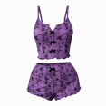 thumbnail image 5 of Jowdiw Women Pajama Set Print Cami Shorts Set Bow Decor Ruffle Hem Lounge Sleepwear Two Piece Home Wear, 5 of 6