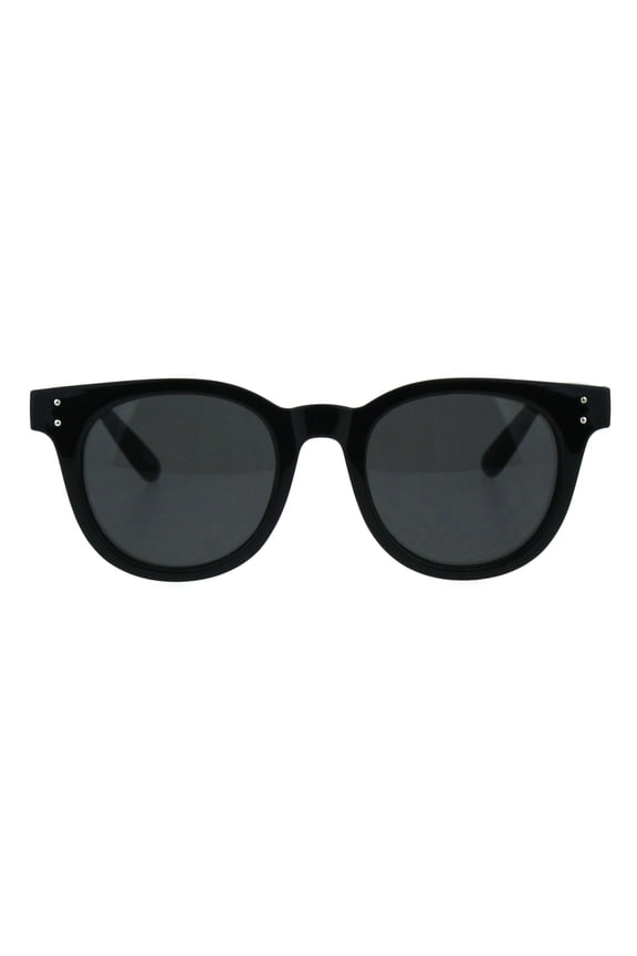 Mens Minimal Mod Designer Fashion Horned Plastic Sunglasses All Black