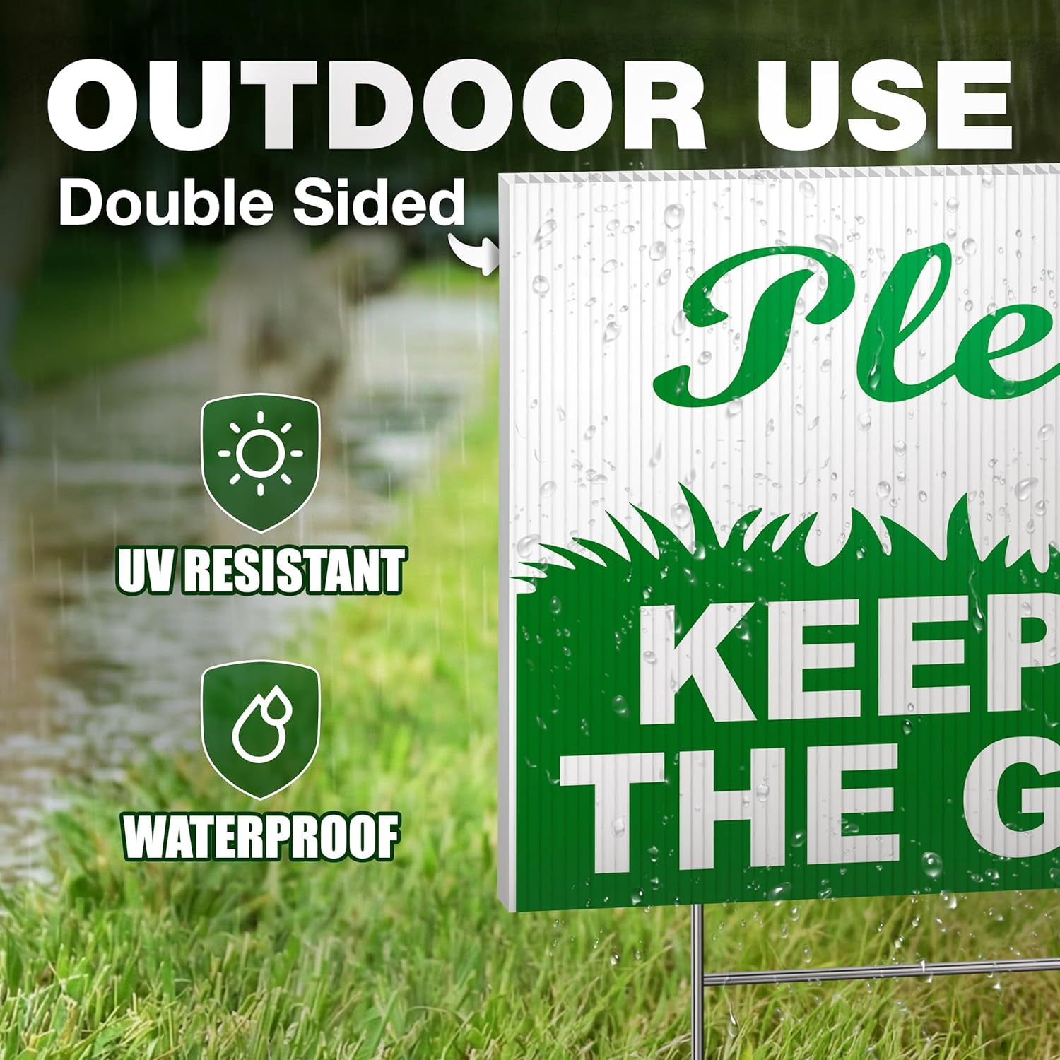 4-Pack Keep Off Grass Signs for Yard, 6x9 Double-Sided Coroplast Lawn Signs with Metal H-Stakes, Outdoor Reminder for Lawn, HOA & Shared Areas