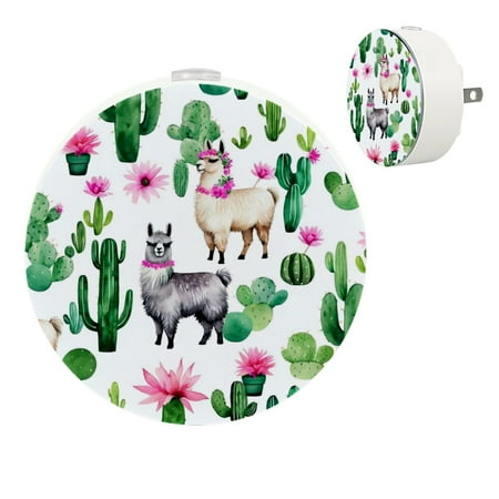 

YZUOUZY Night Light Nightlight Small Bedside Lamps Set of 2 Alpacas Cacti Flowers