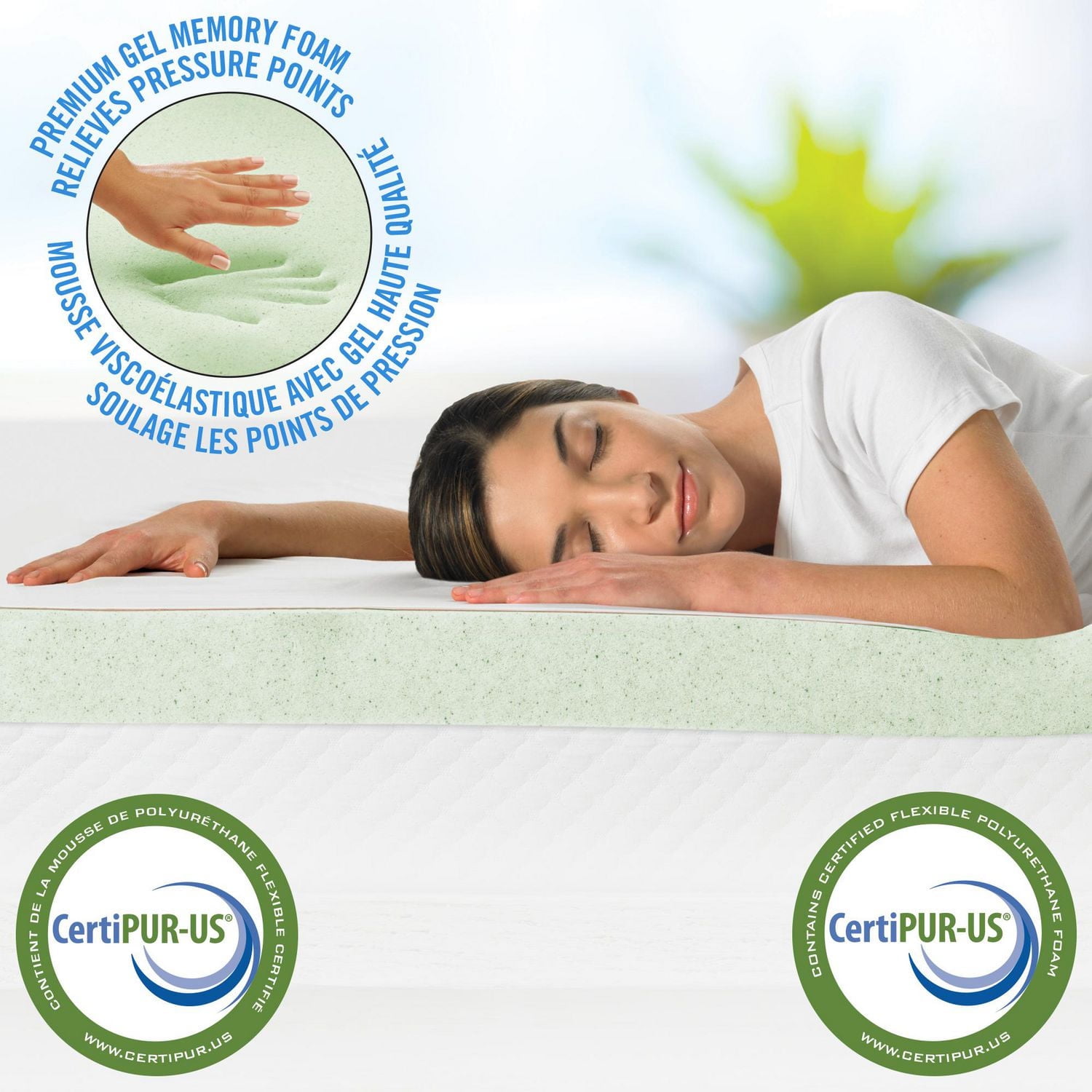 HoMedics 3" Cool Support Gel Memory Foam Mattress Topper