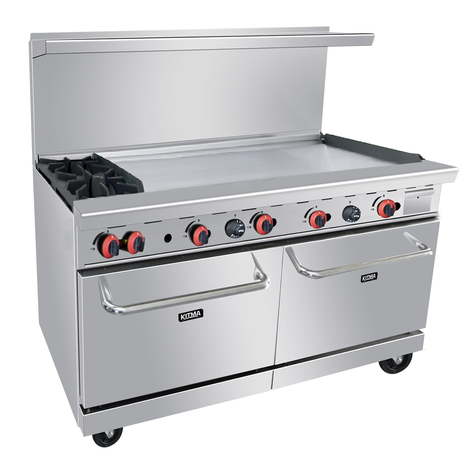 Heavy Duty 60’’ Gas 2 Burner Range With 48’’ Griddle and Standard Oven