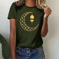 thumbnail image 2 of Penkiiy Muslim Ramadan T-Shirt for Women Women's Cute Graphic T-Shirts Crewneck Short Sleeve Moon PrintCasual Tee Tops 2XL Army Green, 2 of 6