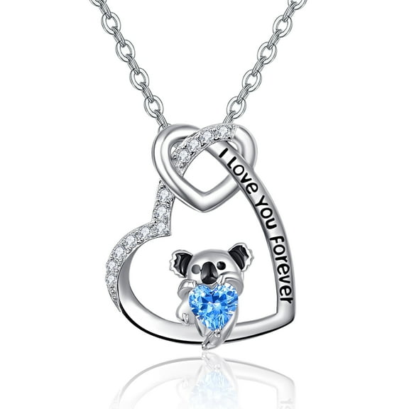 TANGPOET Koala Gifts Sterling Silver Koala Necklace for Women Heart Cute Animal Koala Jewelry for Women Mom Family