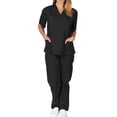 thumbnail image 1 of Uniforme quirúrgico Nikou para mujer profesional suave transpirable manga corta cuello en V negro L, 1 of 12