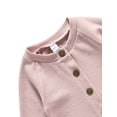 thumbnail image 5 of Qiylii Baby Solid Color Romper, Round Collar Long Sleeve Jumpsuit with Pocket, 5 of 7