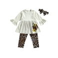 thumbnail image 4 of goowrom Baby Girls 3PCS Fall Outfits, Ruffle Tops + Leopard Pants + Headband, 4 of 7