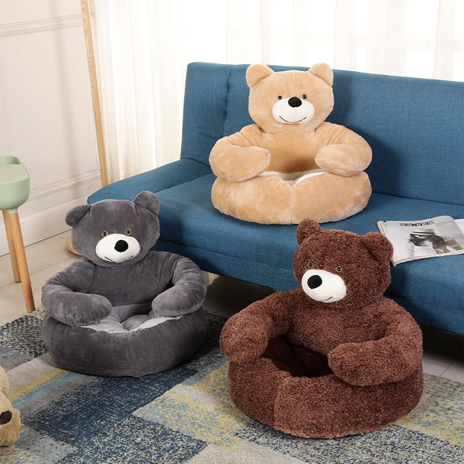 Teddy Bear Dog Bed, Pet Sleeping Mat, Teddy Bear Dog Bed with Hugging Arms, Bear Hug Cuddler - Plush Cat & Dog Beds, Anti-Slip Bottom, Cozy Fluffy Puppy Bed for Indoor Dogs