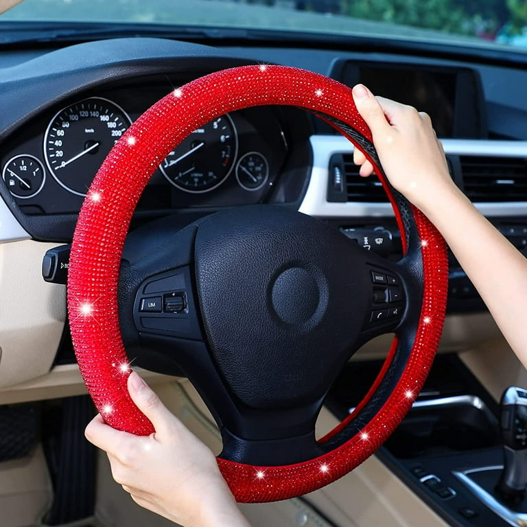 Women Diamond Steering Wheel Cover Car Wheel Protector for Car 15 Inch