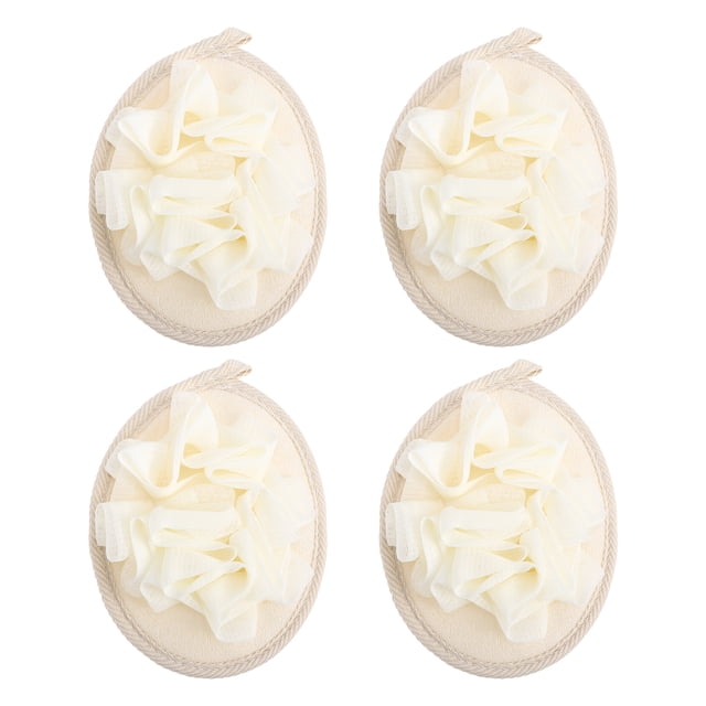 4pcs Shower Sponge Exfoliating Pouf Mesh Sponge Bath Loofahs Shower Scrubber