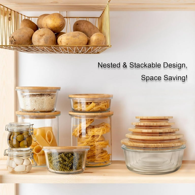 URBAN GREEN Glass Containers With Wood Lids, Large Glass Food