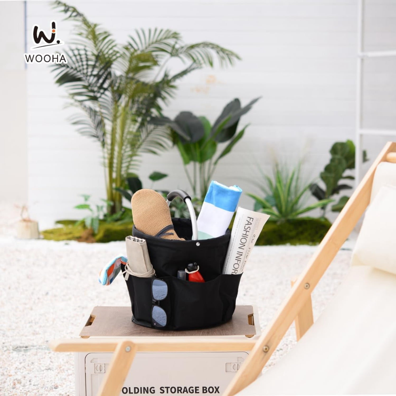 Tool Organizers Bag 34L Collapsible Tool Bag Laundry Organizer Outdoor Camping Garden Harvest Basket Home Bathroom Storage Bath Wash Bag（Black+Grey）