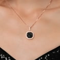 thumbnail image 3 of Gem Stone King 18K Rose Gold Plated Silver Pendant with Chain Onyx Moissanite (9.40 Cttw), 3 of 6