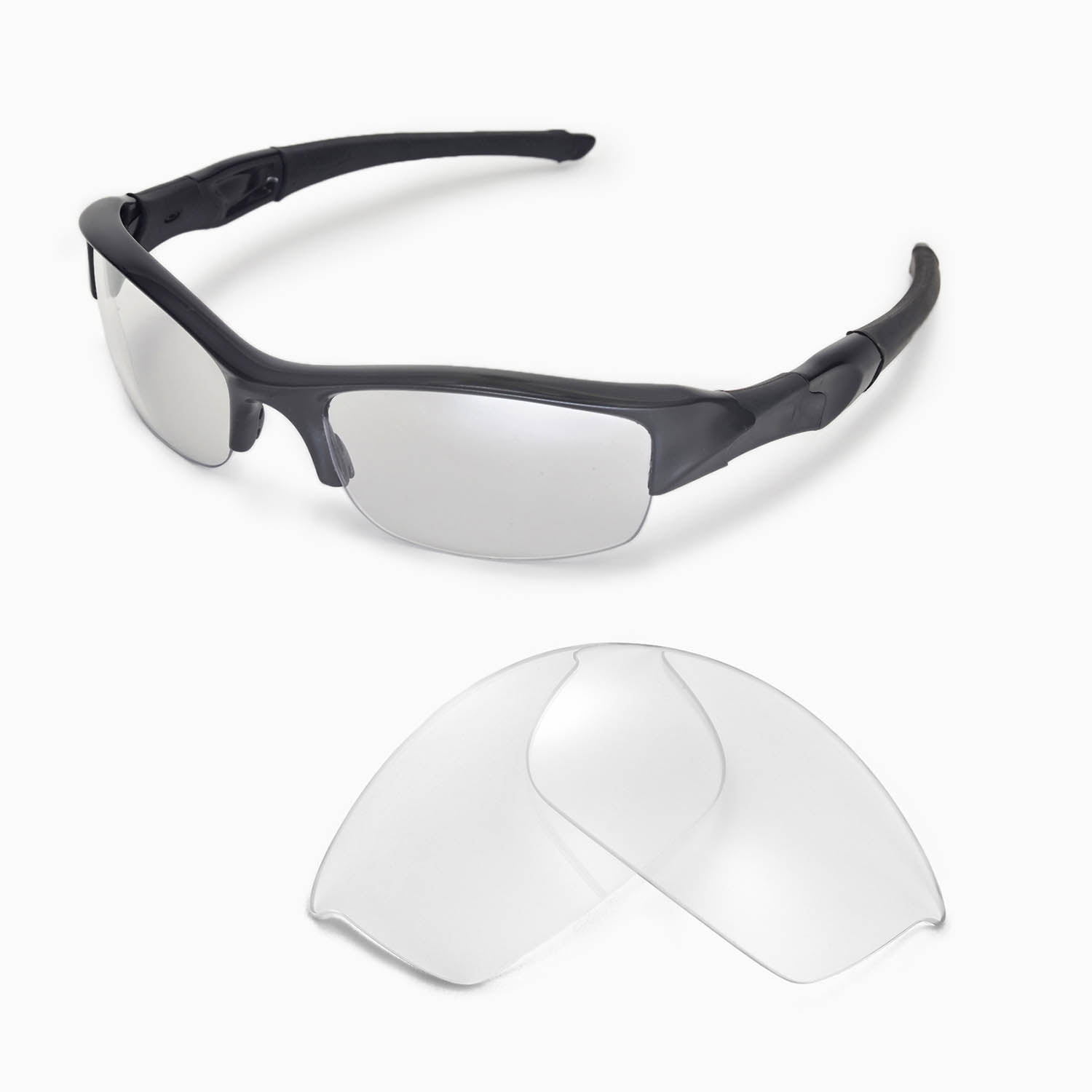 Walleva Clear Replacement Lenses for Oakley Flak Jacket Sunglasses -  