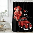 thumbnail image 4 of Valentine's Day Bathroom Shower Curtains with 12 Hooks Polyester Waterproof Shower Curtain for Stalls and Bathtubs Red Love Heart Truck Black Modern Art Decorative Bathroom Curtain 54x78 Inches, 4 of 9