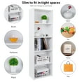 thumbnail image 2 of HomGarden 5-Tier Open Shelf Bookcase, Narrow Freestanding Bookshelf Storage with Adjustable Shelves for Living Room, Home, Office, White, 2 of 10