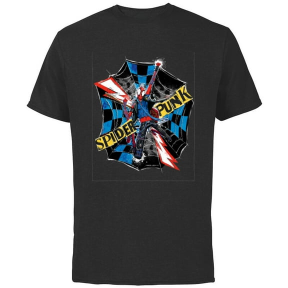 Marvel Spider-Man: Across the Spider-Verse Spider-Punk Web - Short Sleeve Cotton T-Shirt for Adults - Customized-Black