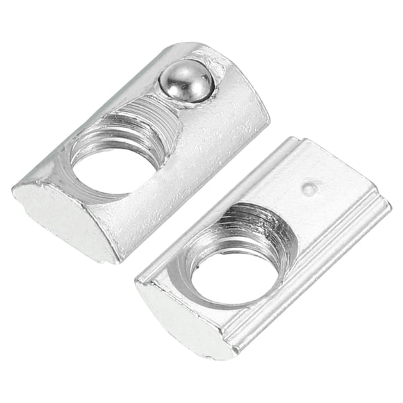 Uxcell M6 T Spring Nut, 25 Pack Half Round Roll in Spring Nut, Carbon Steel Nickel Plated Roll Ball Elastic Nut with Slot 6.5mm for Aluminum Extrusion Profile