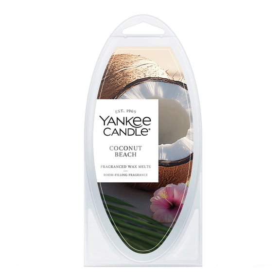 Yankee Candle Coconut Beach Fragranced Wax Melts, 1 Pack of 6, 2.6 oz