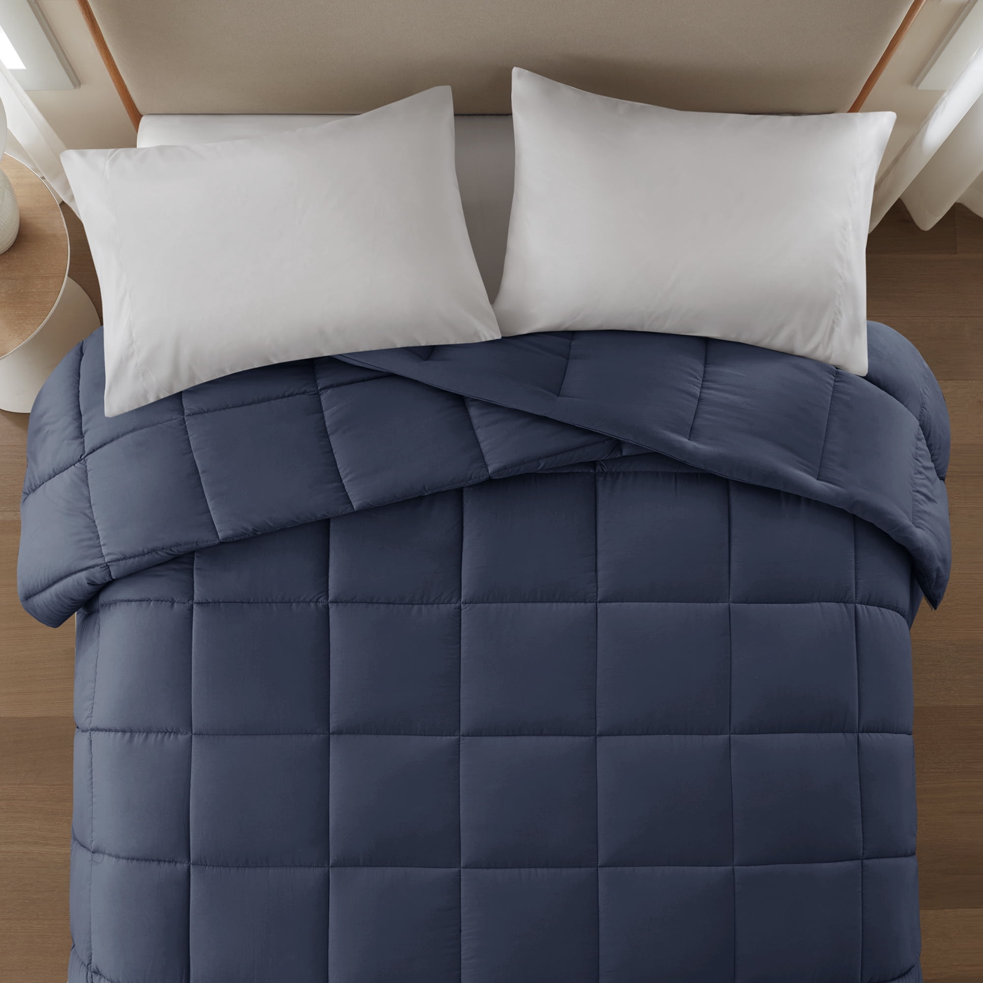 Mainstays Full/Queen Comforter, Down Alternative, All-Season, Navy