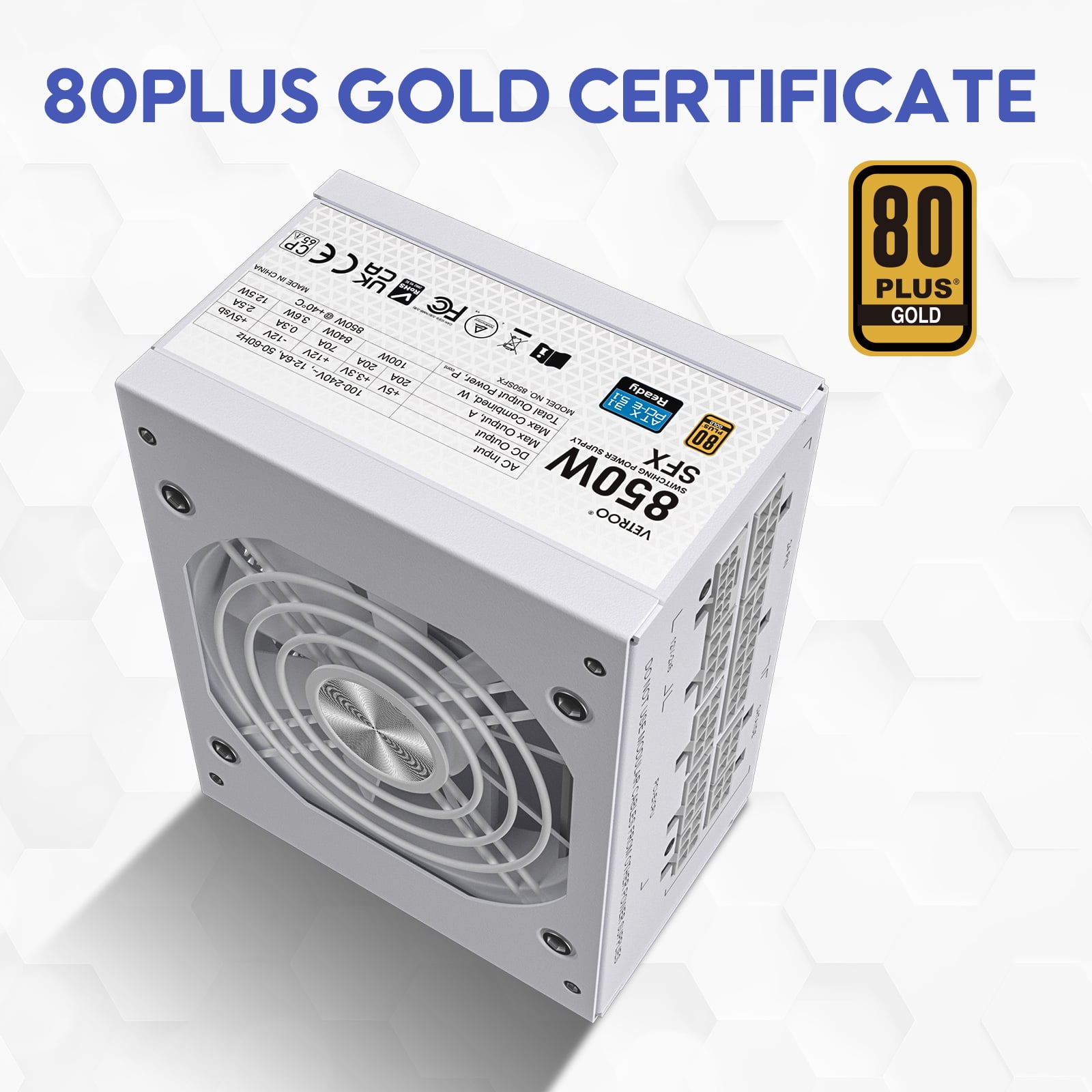 Vetroo 850W SFX Power Supply ATX 3.1 & PCIE 5.1 Ready, 80 Plus Gold Certificate Fully Modular