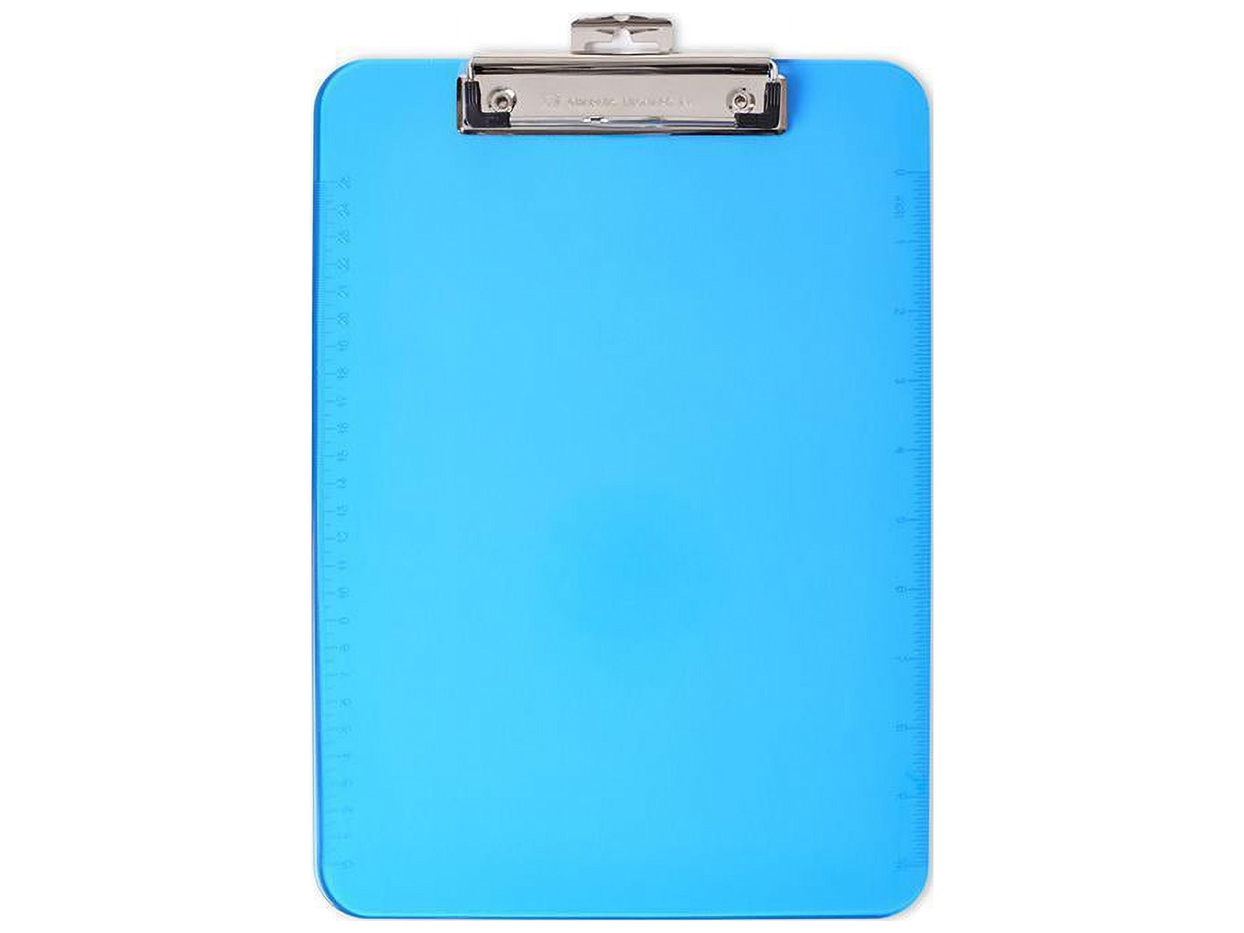 CLI Rubber Grip Plastic Clipboards - 8 1/2" x 11" - Low-profile - Plastic - Neon Blue - 1 Each