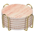 thumbnail image 1 of Bebida Portavasos con Soporte, 6uds 4 - Corcho Base Posavasos para Bebidas, Arenisca Estilo para Tipos de Tazas, Hogar Decoración, Madera Mesa (Naranja), 1 of 6