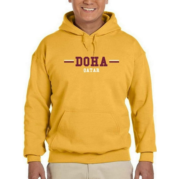 Smartprints Mens Graphic Hoodie Gold - Doha Qatar Cotton Blend Regular Fit