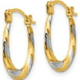 thumbnail image 2 of 14K Yellow & Rhodium Madi K With Twist Hoop Earrings (15 X 10) Made In United States se2380, 2 of 5