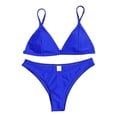 thumbnail image 5 of HGYCPP Women Sexy 2pcs Bikini Set V-Neck Push Up Swimsuit Neon Solid Color Bathing Suit, 5 of 19