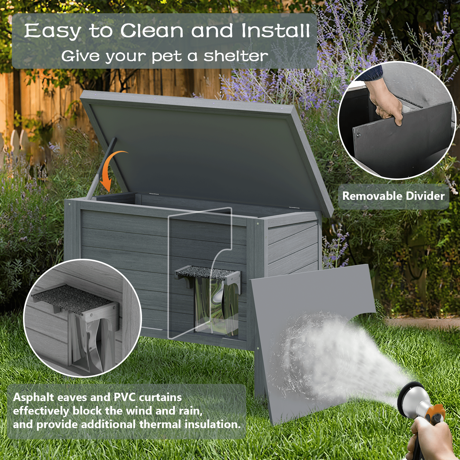 Waleaf Outdoor Cat House Weatherproof, Feral Cat Shelter for Outdoor Cats, Insulated All-Round Foam