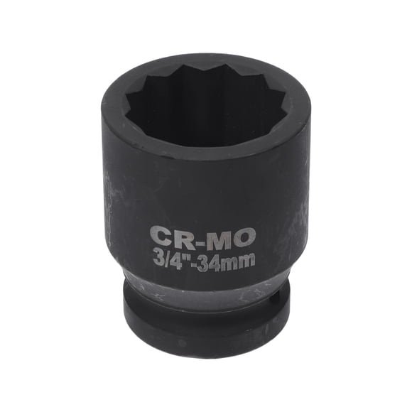 Unique Bargains 1 Pcs Impact Socket Durable Hardware Tool 60mm Black High Carbon Steel 12 Point 34mm for Car Motorcycle Dirtbike Repair 3/4 Inch Drive