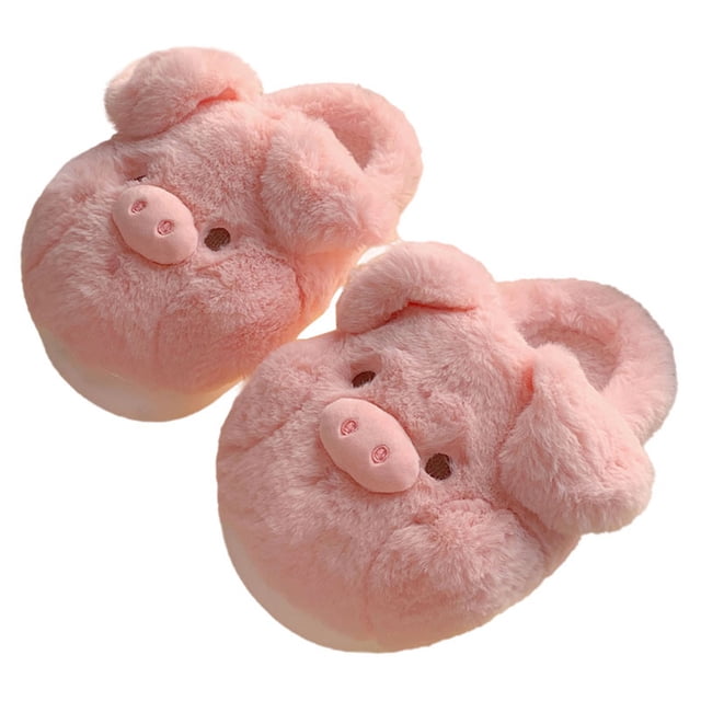 Pantuflas Cálidas Térmicas Planas Cerdo Felpa para Otoño E Invierno