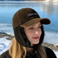thumbnail image 2 of Plaid Baseball Cap Style Warm Ear Protection Hat, Tongue Design for Cold Weather, Outdoor Winter Hat with Ear Coverage, 2 of 6