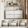 thumbnail image 5 of Innovaze 4-Door Modular Metal Sideboard with Open Shelf, Modern Twin-Row Grid Cabinet for Dining or Living Room, Office, White, 5 of 7