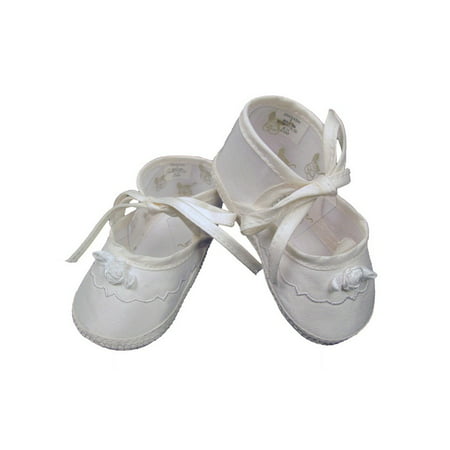 Baby Girls Champagne Silk Dupioni Embroidered Christening Shoes
