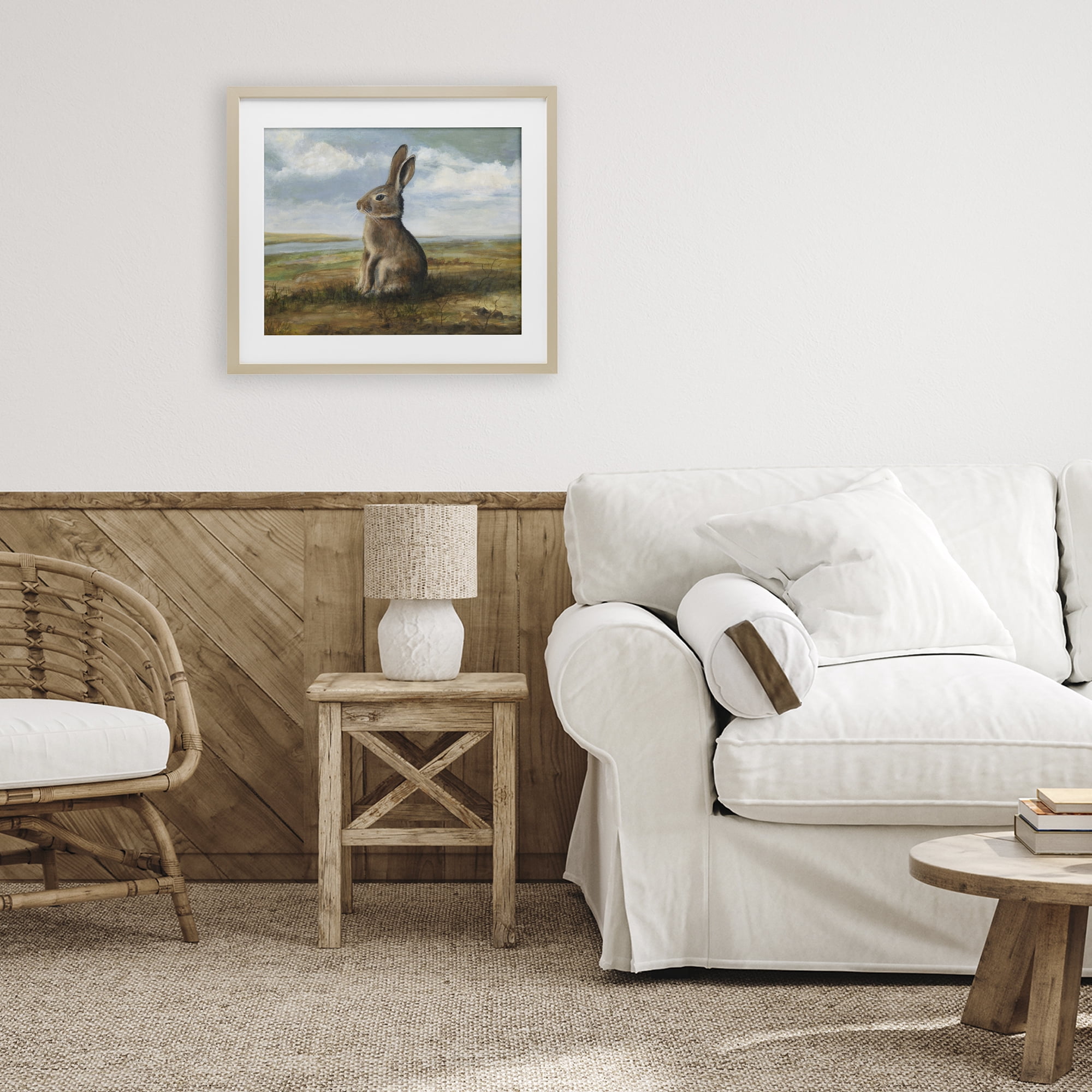 Stupell Industries Classic Rabbit in Countryside Birch Framed Print Under Glass, design by Michael Willett