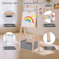 thumbnail image 6 of AILEEKISS Kids Art Easel Double-Sided Art Easel with Whiteboard and Chalkboard for Painting, Grey, 6 of 10