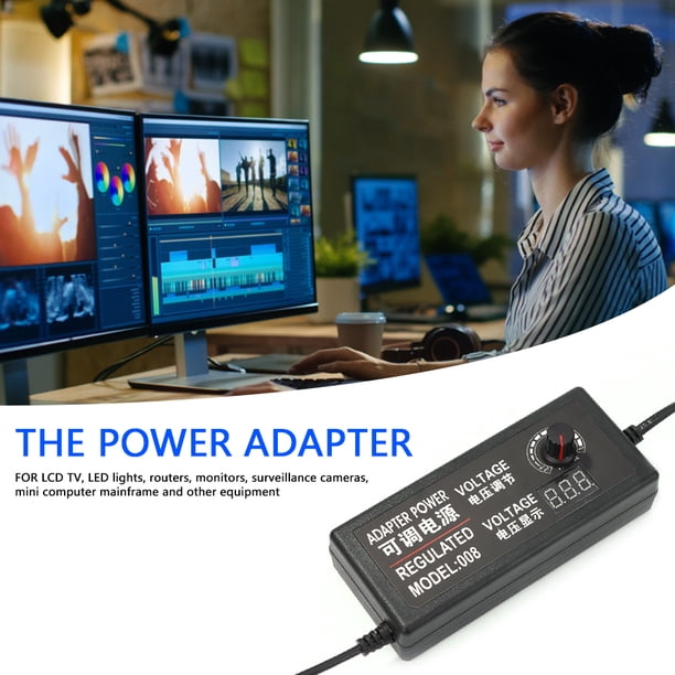 Adaptador Adaptador de fuente de alimentación regulada por voltaje de CC ajustable con pantalla de 72 W (enchufe de la UE)