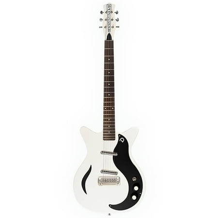 Danelectro 59M Spruce Semi-Hollow Body Electric Guitar (White w/ Black Pickguard)