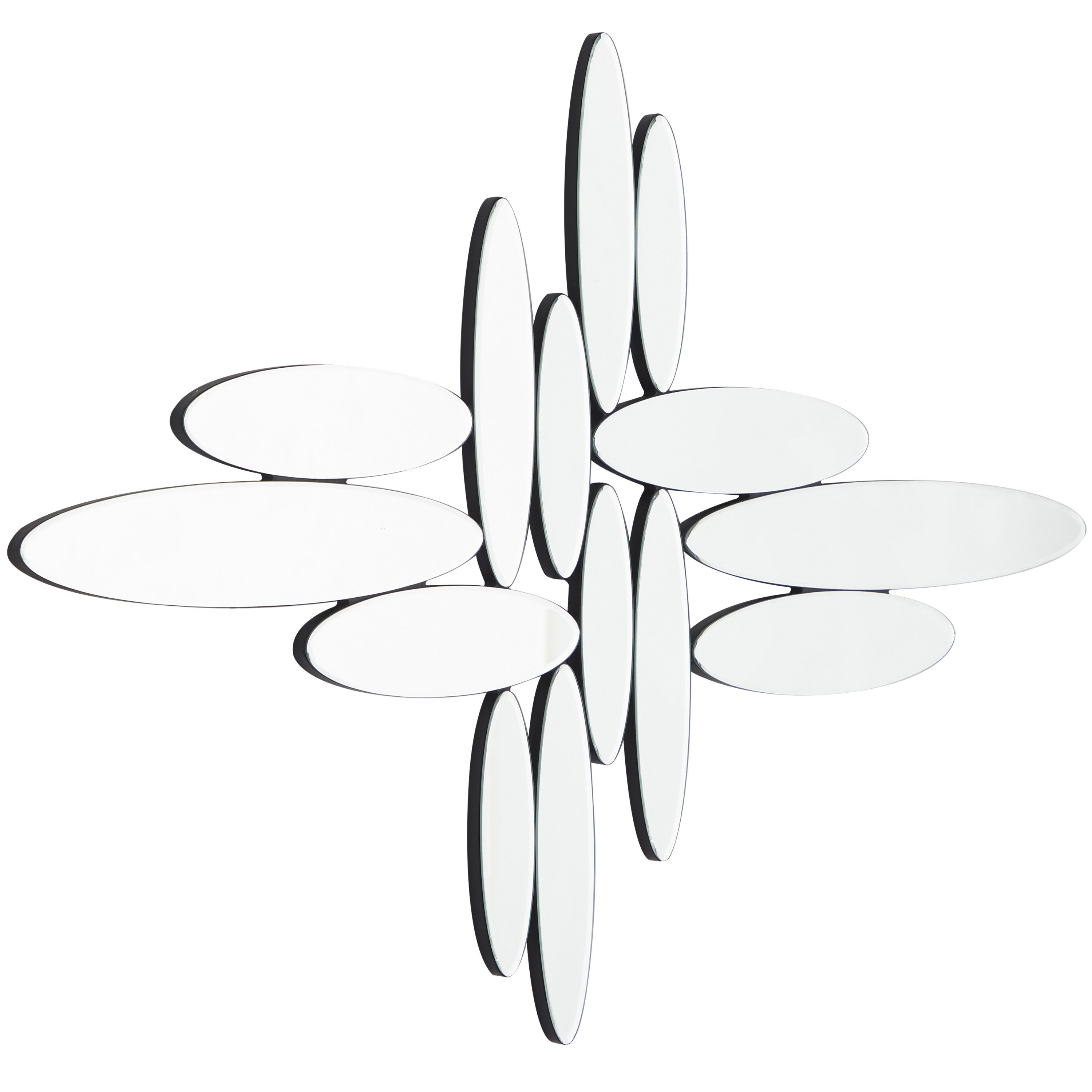 DecMode 40" x 28" Silver Abstract Oval Wall Mirror