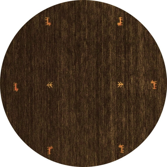 Ahgly Company Indoor Round Abstract Orange Contemporary Area Rugs, 4' Round