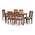 thumbnail image 1 of Baxton Studio Cherese Juego de comedor de 7 piezas moderno y contemporáneo tapizado en tela gris y madera con acabado marrón nogal Baxton Studio 1.93271E11, 1 of 2