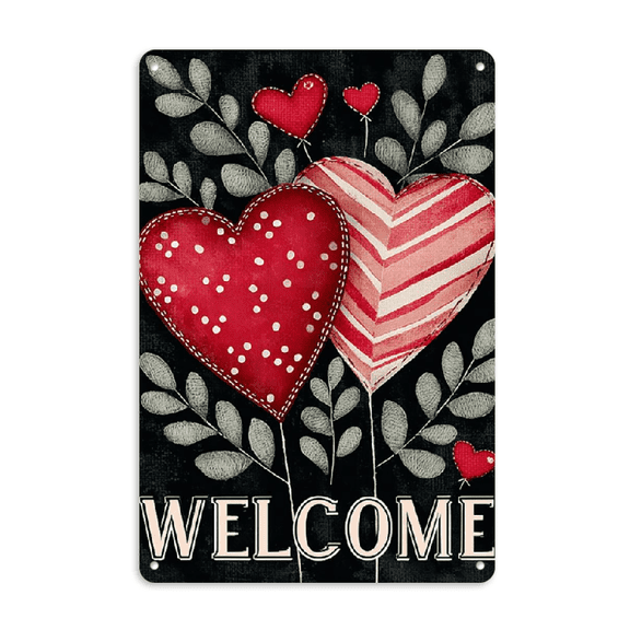 Ullo0ord 2d flat Home&Seasonal Decoration 1pc Pink Heart Valentine's Day Metal Sign Perfect for Anniversary and Wedding Celebration Outdoor Patio Porch Lawn Decoration Metal Sign 12_8inch