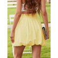 thumbnail image 2 of Falda con estampado de burbujas para mujer, cintura alta, volantes, color amarillo, 2 of 4