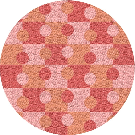 Ahgly Company Indoor Round Patterned Fire Engine Red Area Rugs, 6' Round