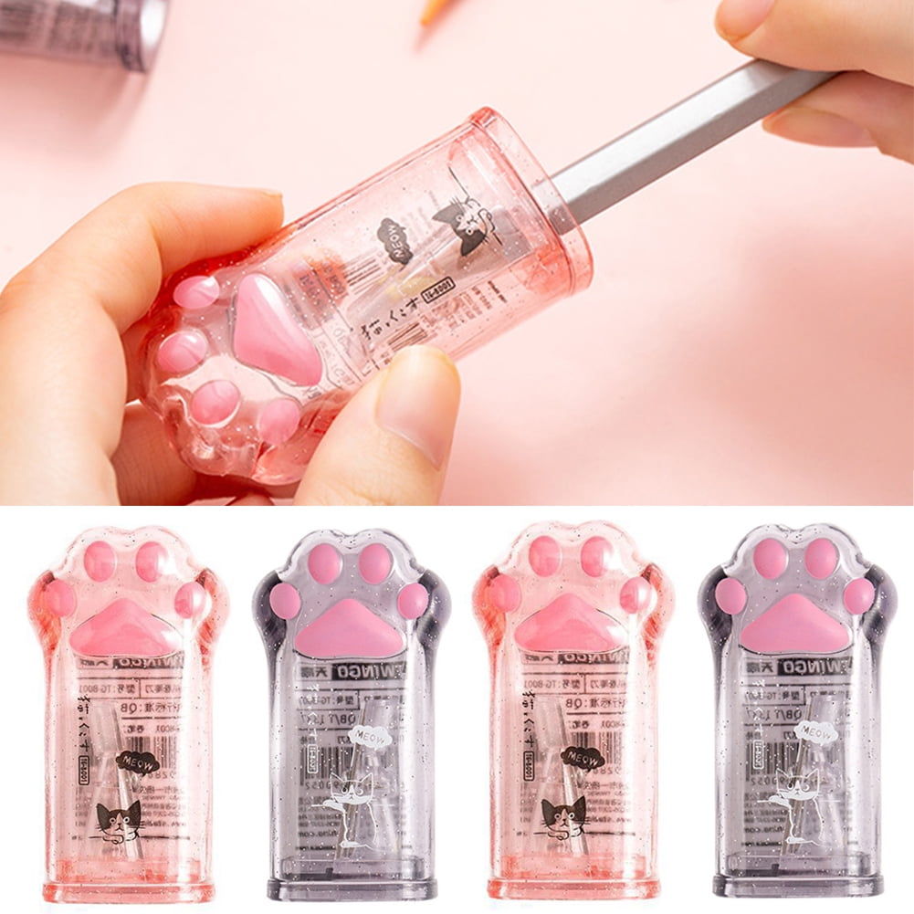 Dengjunhu 4 Pieces Cute Cat Paw Pencil Sharpener Manual Pencils