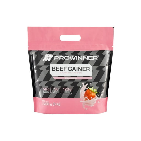 Suplemento Beef Gainer Polvo Sabor Fresa (2,2 Kg) ProWinner PW-1331