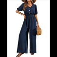 thumbnail image 2 of Mono de Mujer de Corta con Cuello en V, Elegante, Informal, con Pierna y Pantalones. Azul Oscuro M, 2 of 10