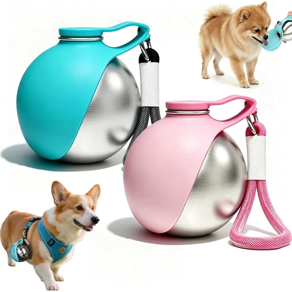 2 in 1 Portable Tumbler for Dogs, 2026 New 10Oz Stainless Steel Dog Water Bottle with Silicone Foldable Bowl, Leak-Proof 2 in 1 Portable Small Dog Water Bottle for Walking, Hiking & Travel (2PCS-Mix)